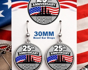 9/11 Never Forget 25th Anniversary Earrings • NY Twin Towers Earrings  9/11/2026 Memorial Remembrance Earrings • Always In My Heart Earrings