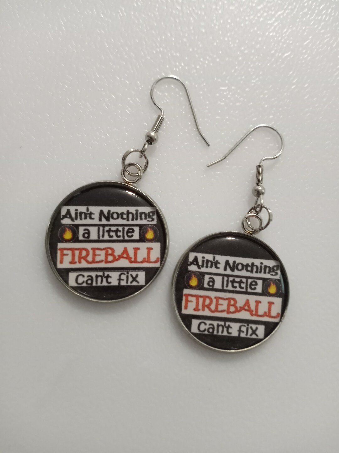 Fireball Whisky Earrings All Metal Stainless Steel Earrings & Stainless