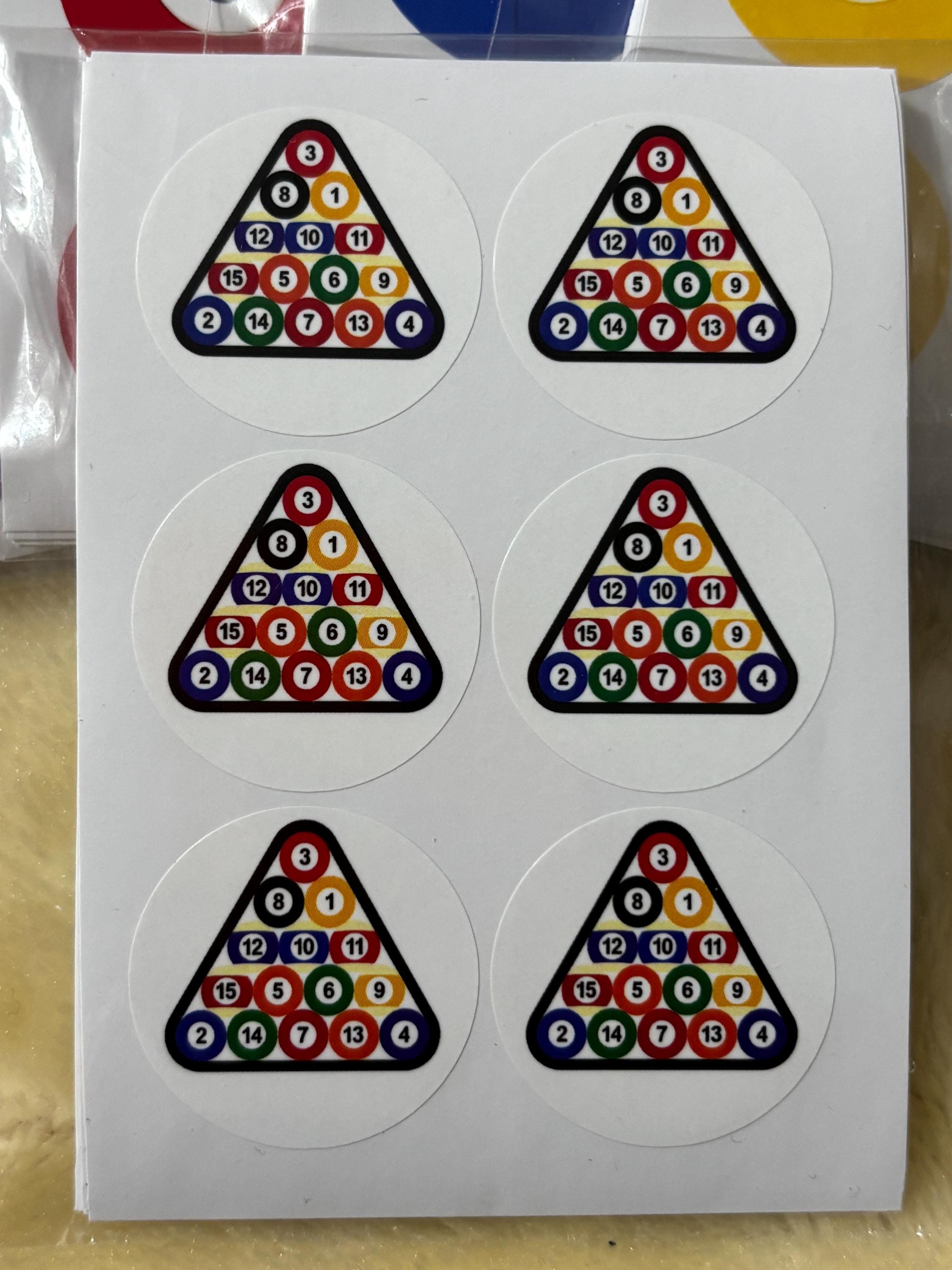 Billard Stickers 15 Balls + Rack Choice 96/192/288 8 Ball Sticker Pool ...