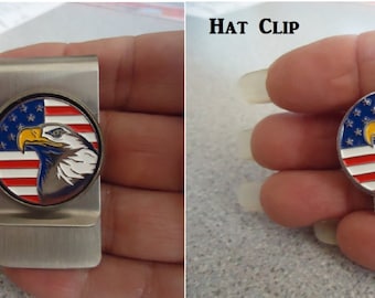 Clip para sombrero American Eagle O clip para billetes de acero inoxidable Eagle Bonito regalo para todos los estadounidenses Clip para gorra de béisbol Cinturones Cualquier tipo de sombrero o gorra