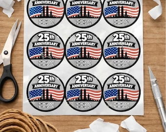 9 11 25th Anniversary Stickers • Twin Towers Memorial Sticker Labels • 25th Anniversary Envelope Sticker • American Sticker USA Flag Sticker