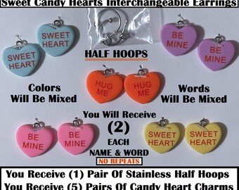 Candy Hearts Mix‑and‑Match Earrings • 5‑Pairs In (1) Set with FREE Lollipop Charms