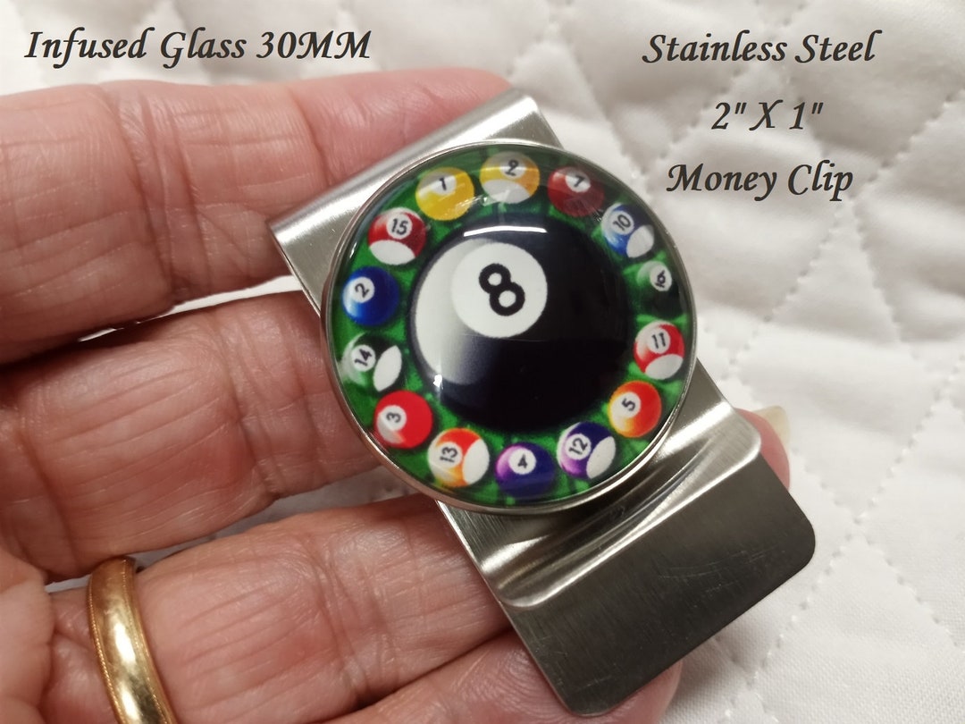 Billard Money Clip Stainless Steel Money Clip Billard Pool Ball Money ...