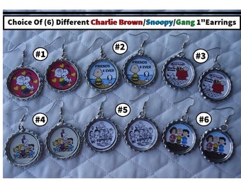 Snoopy Earrings "FREE" Lapel Pin Per Order (6) Choices Charlie Brown Earrings Snoopy Earrings Peanuts Gang Earrings Stocking Stuffer Gifts