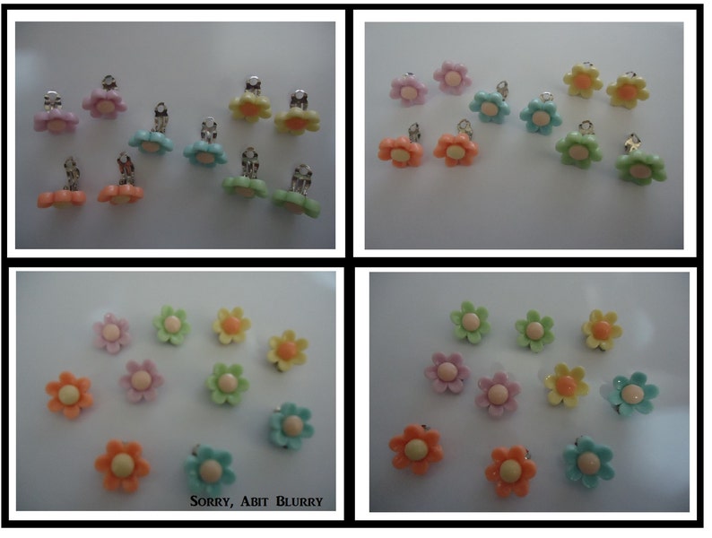 Pairs Includes Gift Box Pastel Flower Girls Clip On Earrings Pretty Flower Earrings Silver Plate Back Earrings Girls Dress Up Party Play 5