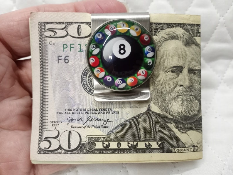 Billard Money Clip Stainless Steel Money Clip Billard Pool Ball Money ...