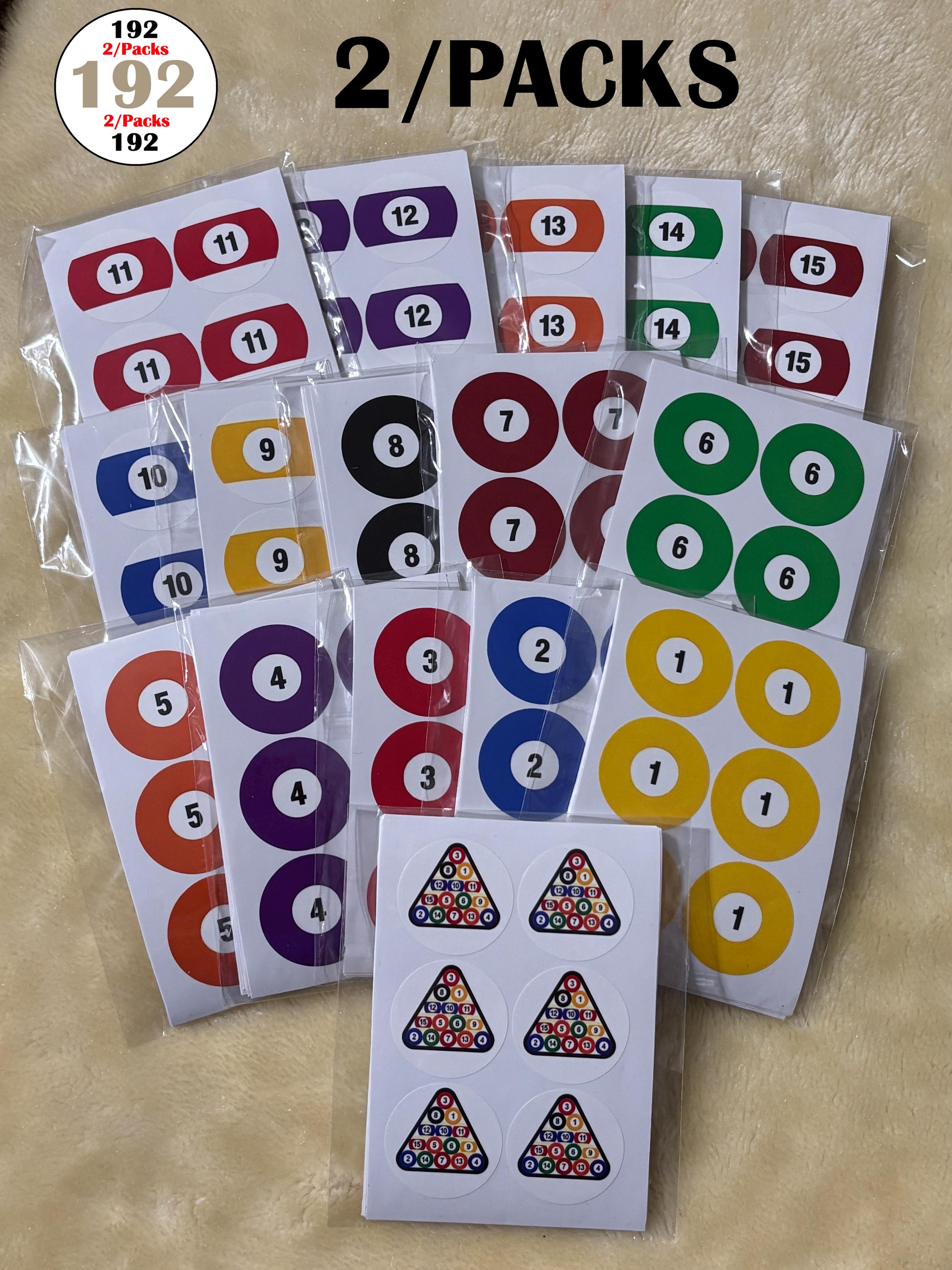 Billard Stickers 15 Balls + Rack Choice 96/192/288 8 Ball Sticker Pool ...