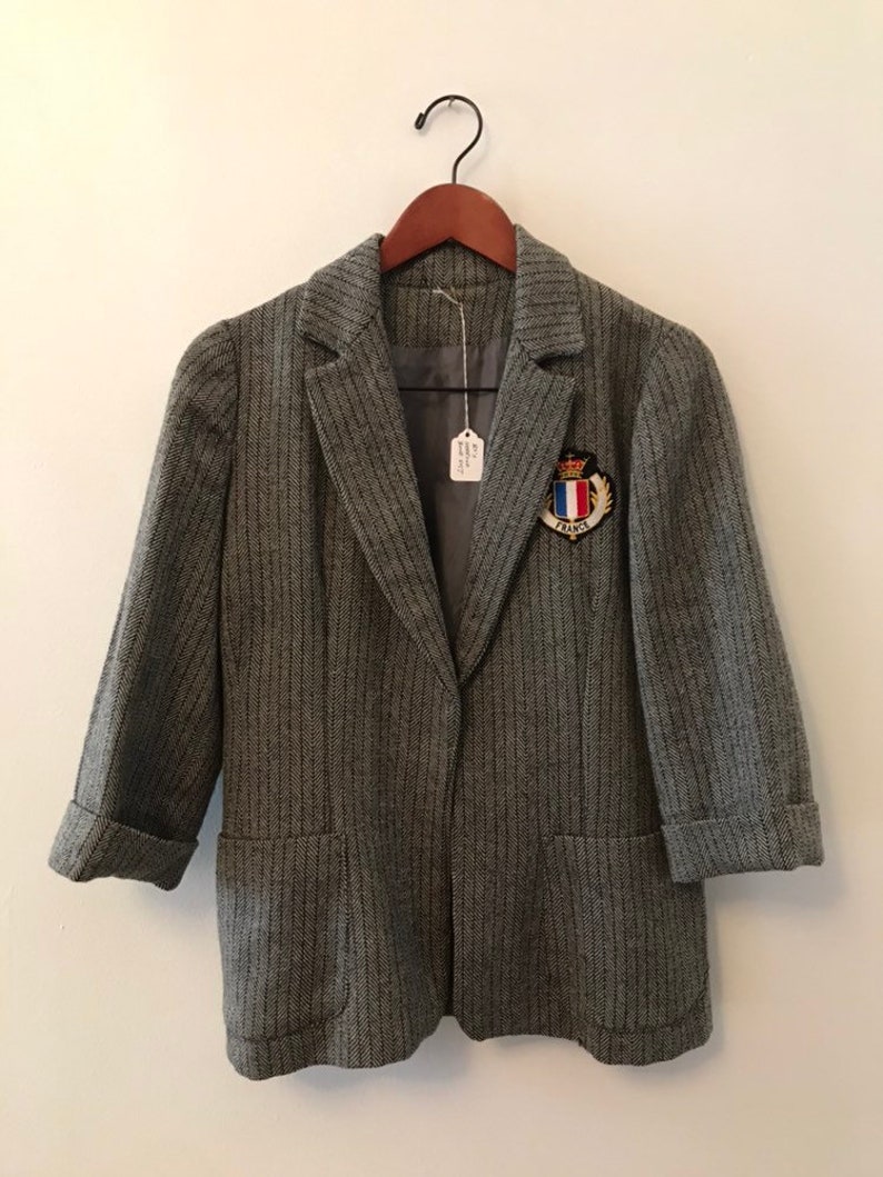 80s Wool Harringbone Suit