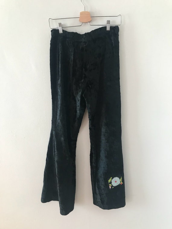 Black Crushed-Velvet Flares