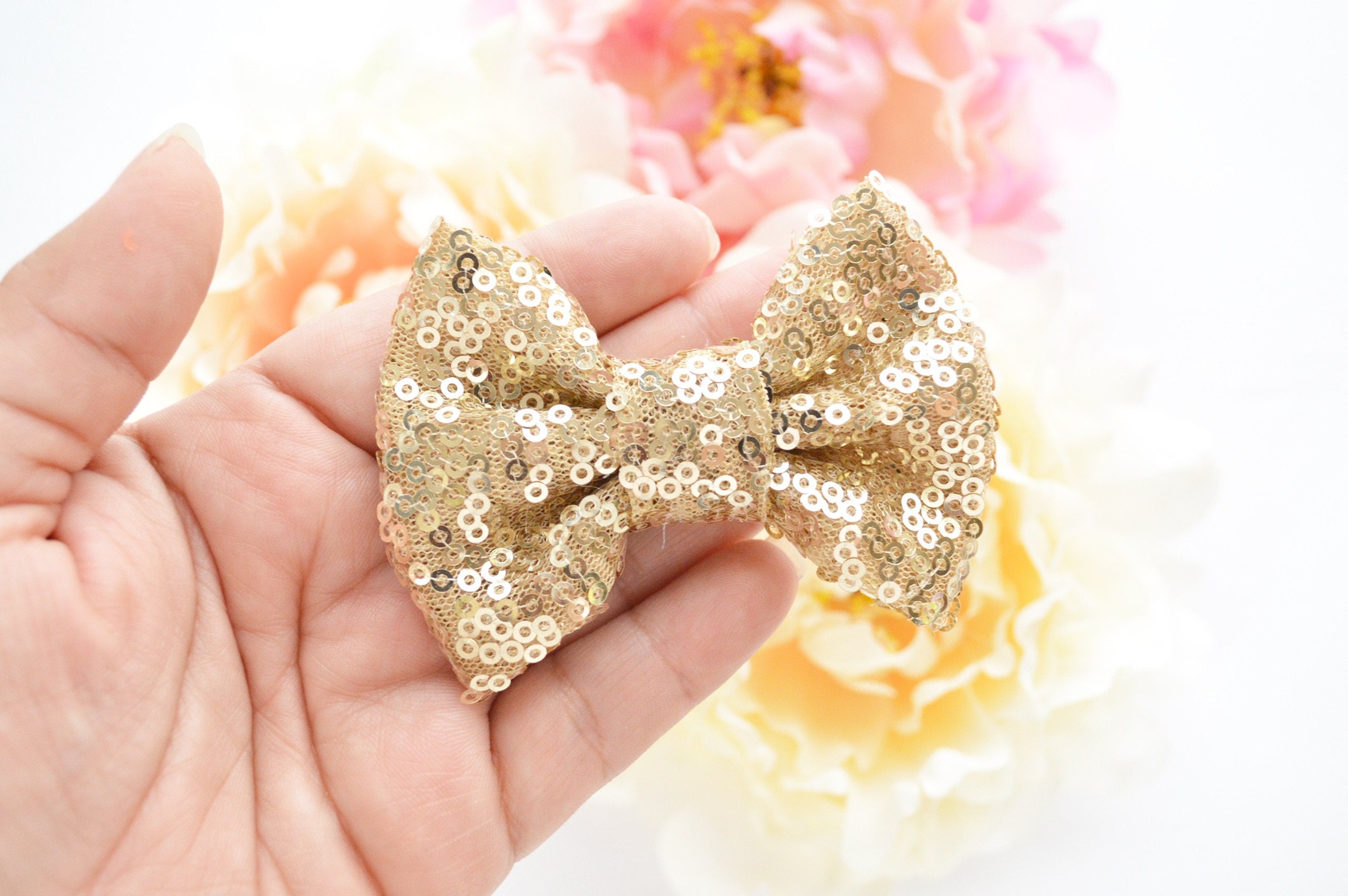 Mini Gold Sparkle Bow - Etsy
