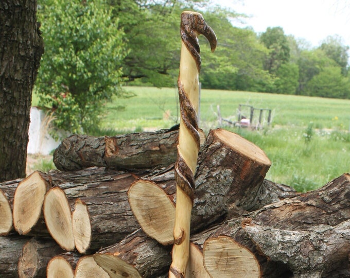 Twisted Sweet Gum Wood Walking Staff, Hiking Stick, Trekking Pole