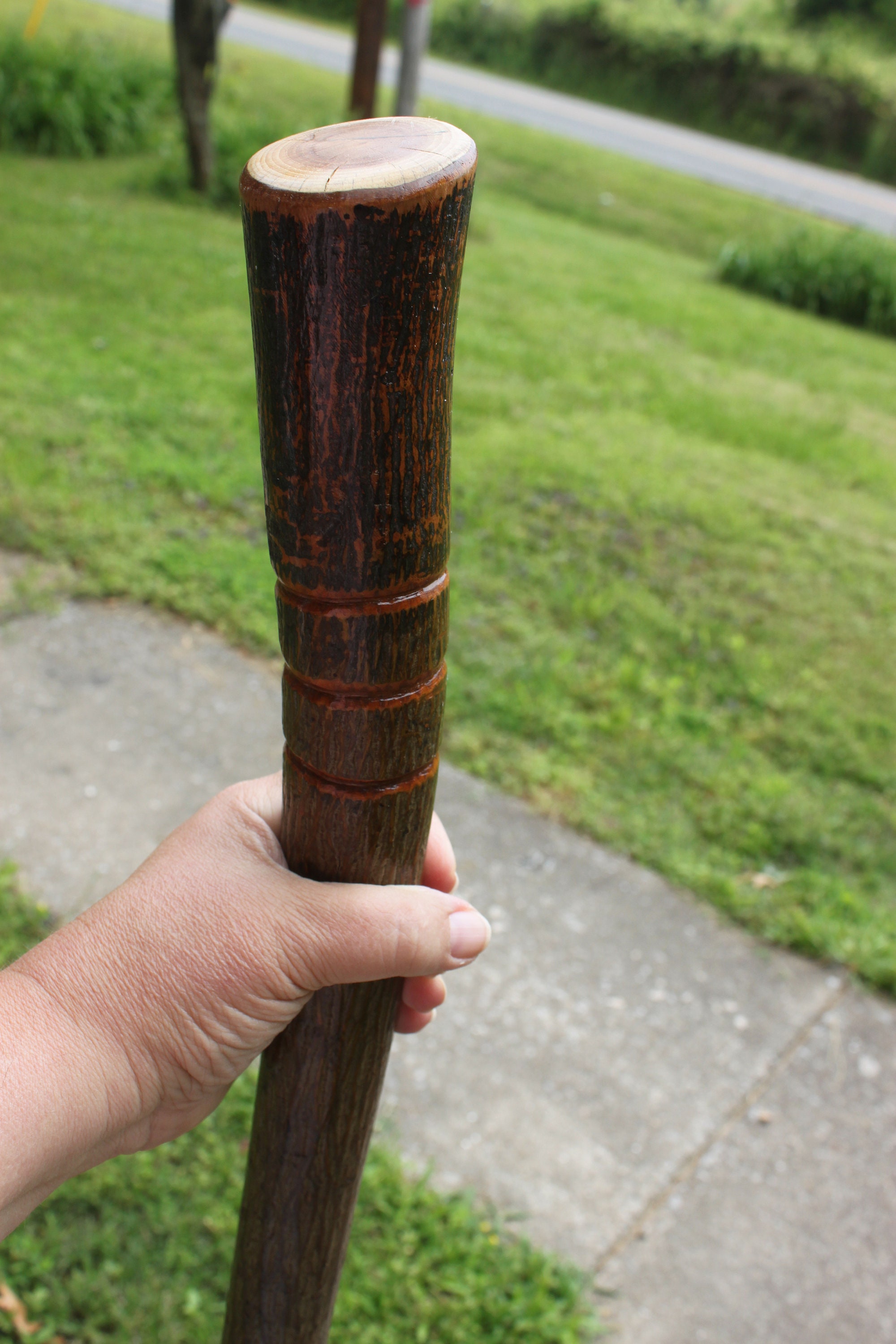 Hickory Walking Stick Staff Cane Hiking Stick Trekking Etsy
