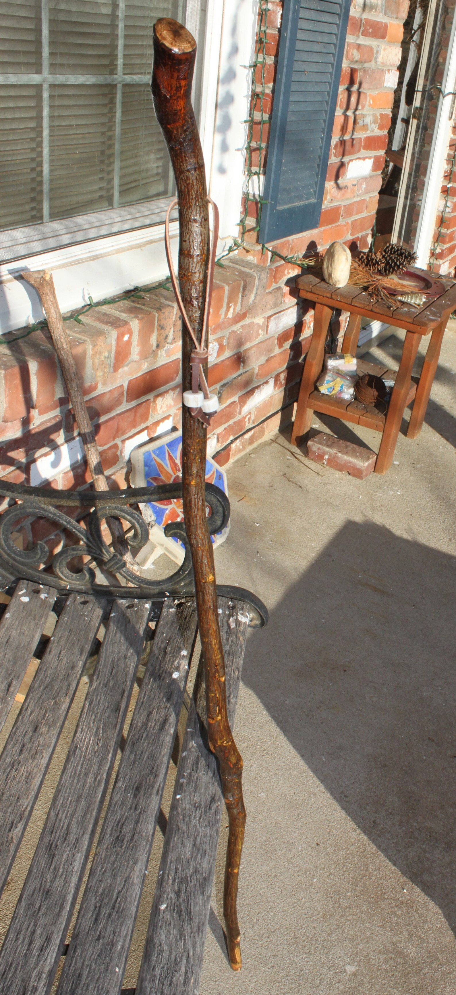 Hickory Wood Staff Walking Stick Hiking Stick Trekking Etsy