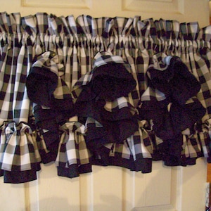 Buffalo Black, white, and Gray  Ruffle Valance