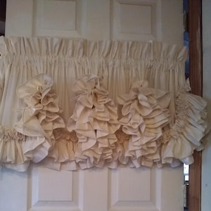 Unbleached or White Muslin Double Ruffle Valance