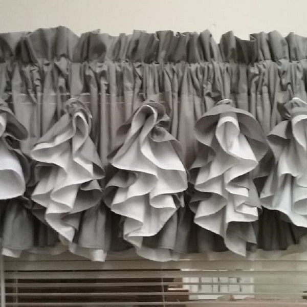 Gray / White Double Ruffle Valance