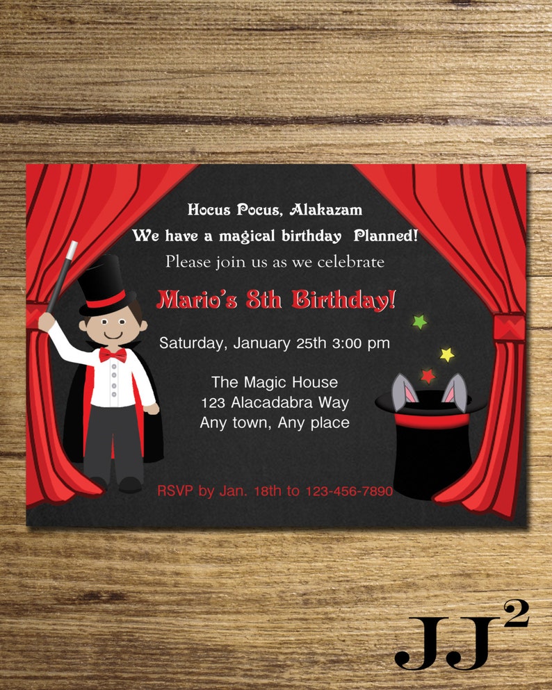 Magic Party Invitation Magician Birthday Invitation Magic Etsy