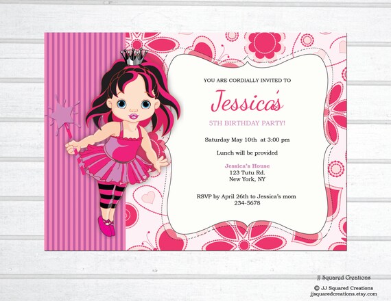 Ballerine Invitation Anniversaire Princesse Ballerine Etsy