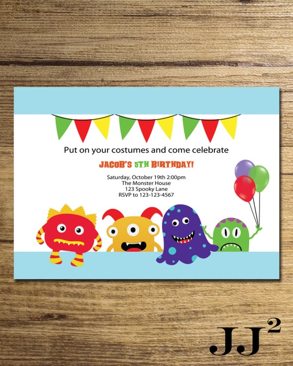 Monster Birthday Party Invitation Monster Invitation Monster Etsy