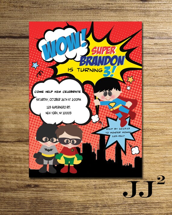 Invitation Danniversaire Super Heros Batman Et Robin Etsy Invitation Danniversaire Super Heros Batman Et Robin Etsy