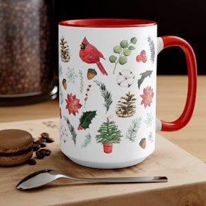 Weihnachtsnaturbecher, Feiertagskaffeebecher, Weihnachtsdekor, 15-Unzen-Becher, heiße Kakaotasse, Kaffeebecher, Weihnachtsküche, Weihnachtskaffeetasse
