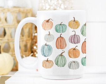 Colorful Pumpkin Fall Mug, Fall Coffee Mug, Fall Decor, 15 oz Mug, Pumpkin Spice Latte, Coffee Mug, Fall Home, Pumpkin Decor, Coffee Cup