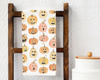 Halloween Pumpkin Kitchen Towel, Fall Kitchen Decor, Fall Home, Dish Towel, Pumpkin Tea Towel, Fall Dishcloth, Halloween Kitchen Decor