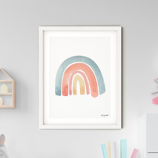 Printable Rainbow Nursery Art, Girls Room Nursery, Rainbow art Print, Blush Nursery Art, Kids Room decor, Boho Nursery, Kids Room Printable