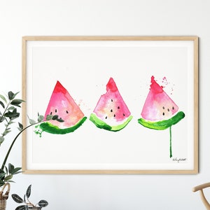 Watermelon Wall Art, Watermelon Decor, Kitchen Art Print, Watercolor Painting, Fruit Wall Art, Summer Home Decor, Summer Wall Art Print