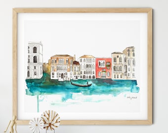 Venice Italy Wall Art, Venice Watercolor Painting, Italy Home Decor, Italy Poster, Venice Canal, Venice Italy Painting, Italian Wall Decor