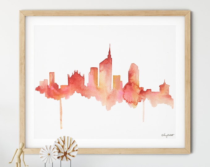 Milan Skyline Print, Milan Italy Cityscape, Milan Watercolor, Milan Poster, Modern Wall Art, Home Decor, Watercolor Painting, Italy Painting