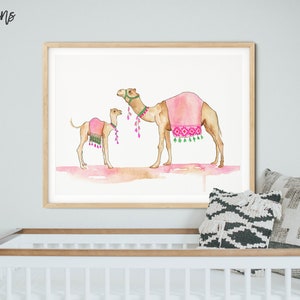 Camel Watercolor Painting, Camel Home Decor, Wall Art Boho Camel Print ...