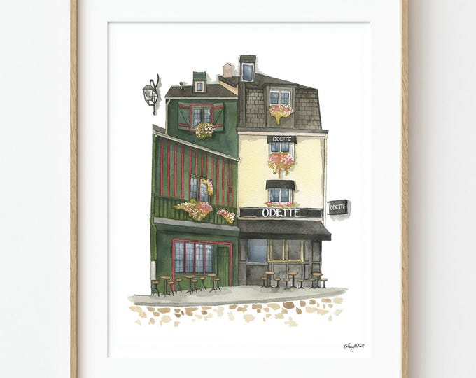 Odette Paris Art Print, Paris Bakery Watercolor, French Patisserie Painting, Paris Travel Art, French Cafe Wall Decor
