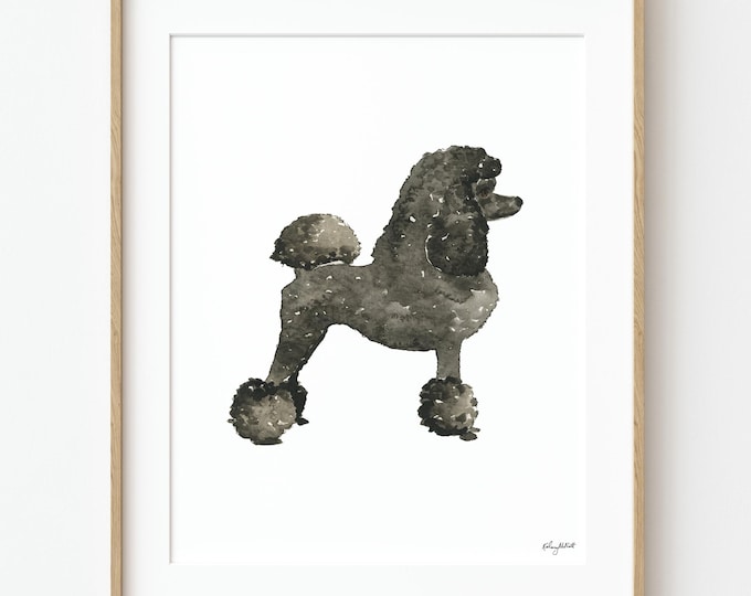 Standard Poodle Watercolor Art Print, Black Poodle Wall Art, Pet Dog Art, Dog Lover Gift, Dog Portrait