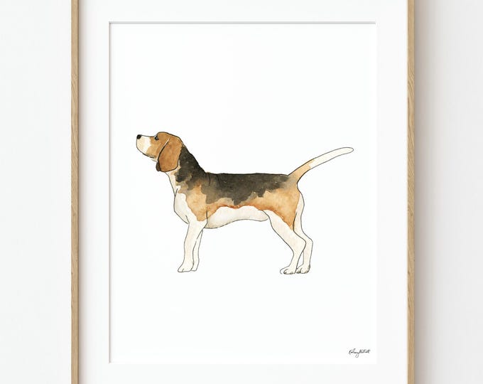 Beagle Watercolor Art Print, Beagle Dog Wall Art, Pet Dog Art, Dog Lover Gift, Dog Portrait