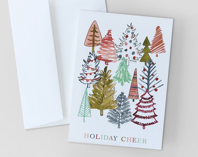 CHRISTMAS CARDS, Holiday Cheer Christmas Greeting Card, Merry Christmas Stationery, Handmade Christmas Cards, Holiday Cards, Non Photo Card