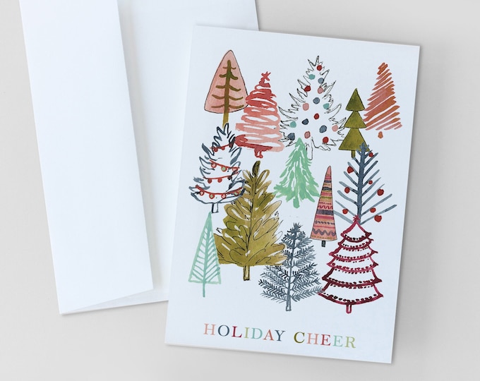 CHRISTMAS CARDS, Holiday Cheer Christmas Greeting Card, Merry Christmas Stationery, Handmade Christmas Cards, Holiday Cards, Non Photo Card