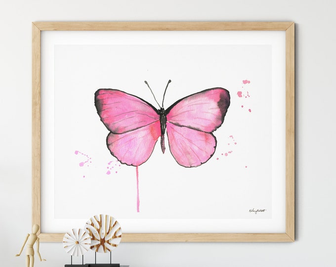 Watercolor Butterfly Art Print, Butterfly Poster, Butterfly Painting, Insect Print, Butterflies Wall Art, Nursery Pink Butterfly Decor