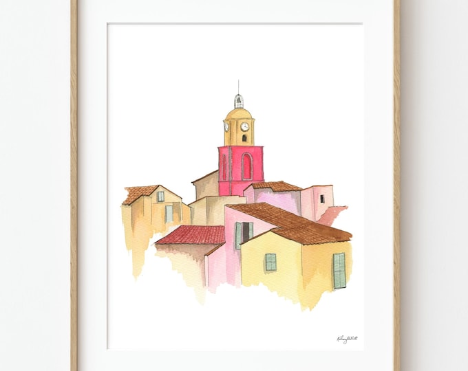 Saint-Tropez France Art Print, French Riviera Watercolor, Saint-Tropez Painting, France Travel Art, Coastal European Wall Decor