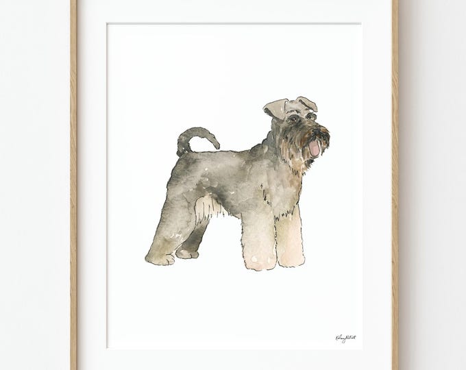 Mini Schnauzer Watercolor Art Print, Schnauzer Dog Wall Art, Pet Dog Art, Dog Lover Gift, Dog Portrait