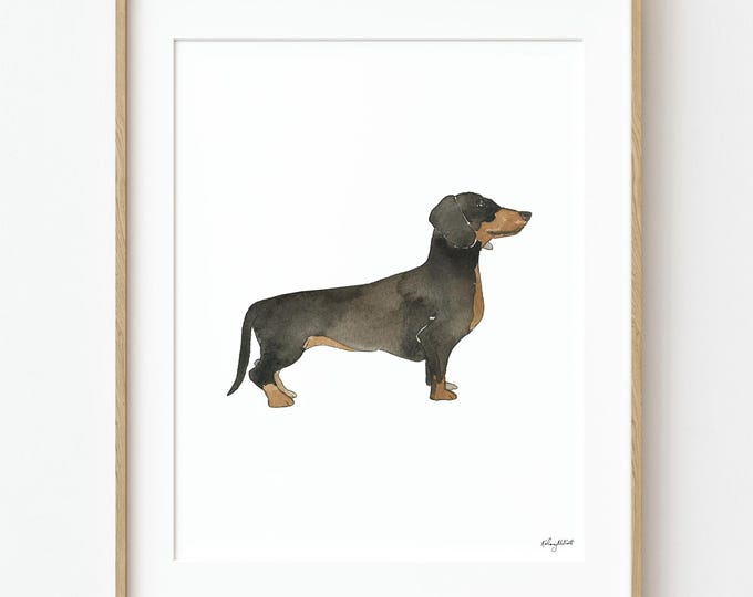 Black and Tan Dachshund Watercolor Art Print, Dachshund Wall Art, Pet Dog Art, Dog Lover Gift, Dog Portrait