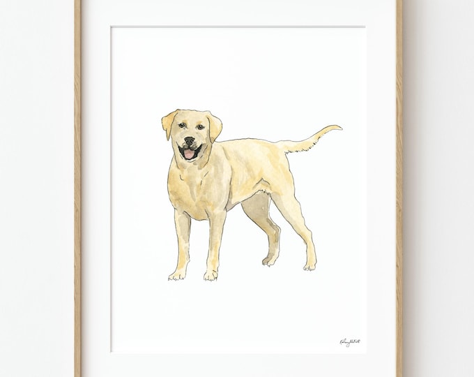 Labrador Retriever Watercolor Art Print, Yellow Lab Dog Wall Art, Pet Dog Art, Dog Lover Gift, Dog Portrait