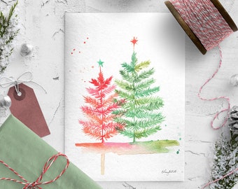 TÉLÉCHARGEMENT NUMÉRIQUE - Impression d'art d'arbre de Noël, art de Noël, décor saisonnier, Noël pastel, signe de Noël aquarelle, vacances colorées