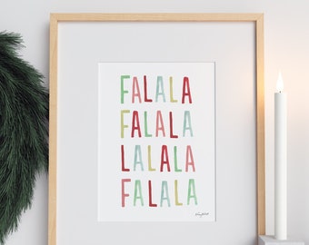 FA LA LA Colorful Holiday Wall Art, Watercolor Painting, Cheerful Holiday Decor, Christmas Art, Christmas Falala quote, Holiday Wall Art