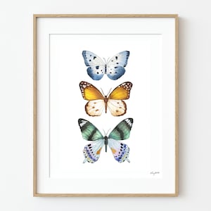 Butterfly Wall Art, Watercolor Butterflies Art Print, Entomology Art, Boho Wall Art, Cottagecore Butterfly Art, Insect Wall Decor