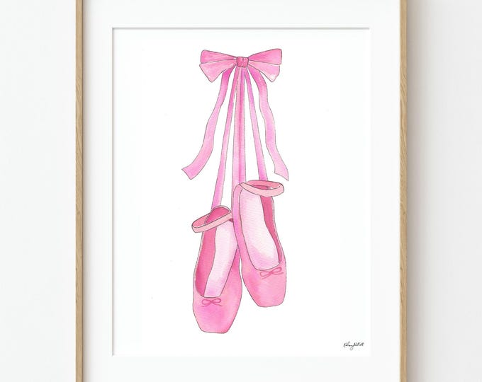 Pink Ballet Slippers Wall Art, Girls Ballet Dance Wall Art, Ballerina Nursery Art, Ballerina Bedroom Art, Ballet Wall Decor for Girls