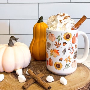 Fall Nature Mug, Fall Coffee Mug, Fall Decor, 15 oz Mug, Pumpkin Spice Latte, Coffee Mug, Fall Home, Pumpkin Decor, Coffee Cup, Autumn Mug