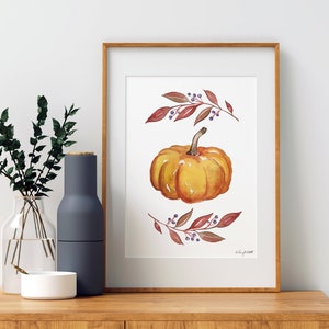 Fall Pumpkin Wall Art, Pumpkin Leaves, Fall Farmhouse Decor, Pumpkin Art Print, Fall Home Decor, Harvest Fall Print, Autumn Decor, Fall Sign