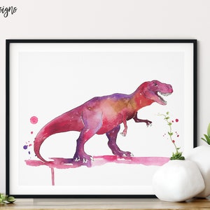 Tyrannosaurus Rex Print, Dinosaur Art, T-Rex Watercolor Painting, Dinosaur Room Decor, Dinosaur Nursery Print, Kids Wall Art, T-Rex Print