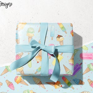 Eistüte Geschenkpapier Set mit 3 Bögen, Geschenkpapier Bögen, Geburtstagsparty Geschenkpapier, Geschenkpapier für den Alltag, Geburtstagsparty